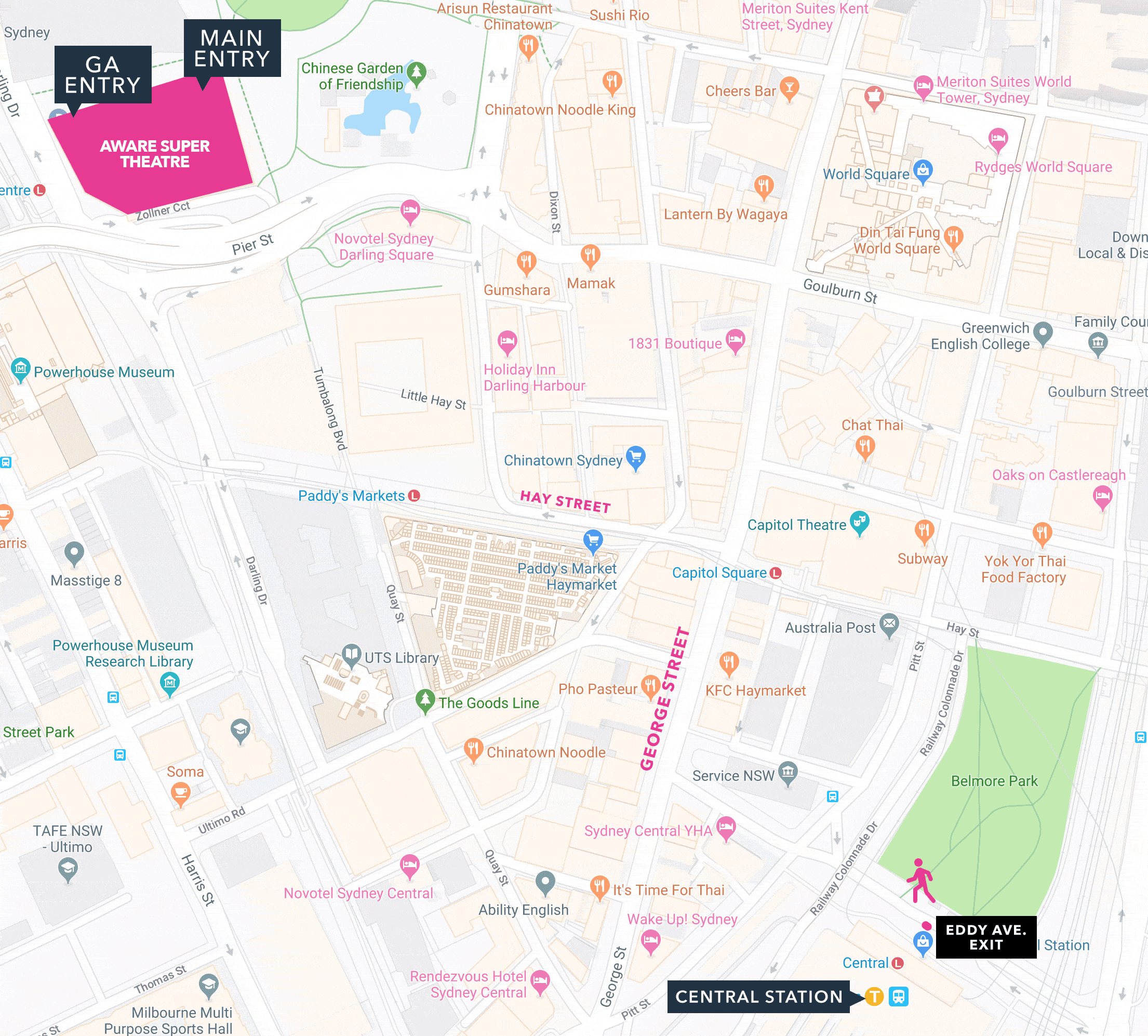 Directions for Walking from Central Station